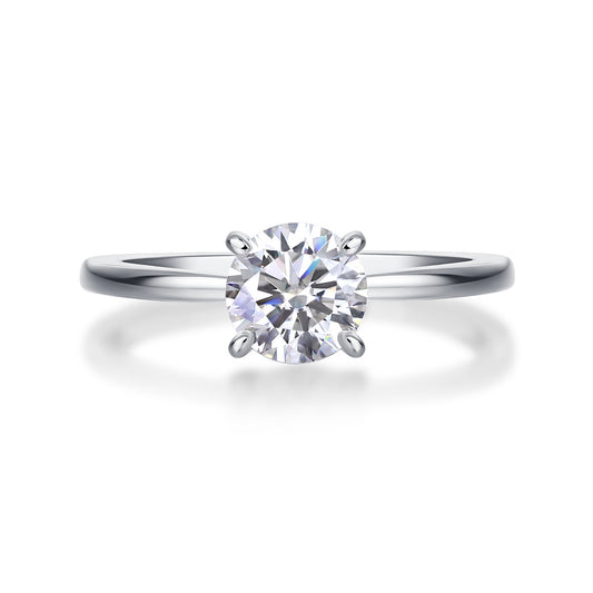 Josephine 1ct round moissanite engagement ring in rhodium-plated 925 sterling silver from VANSTELLA