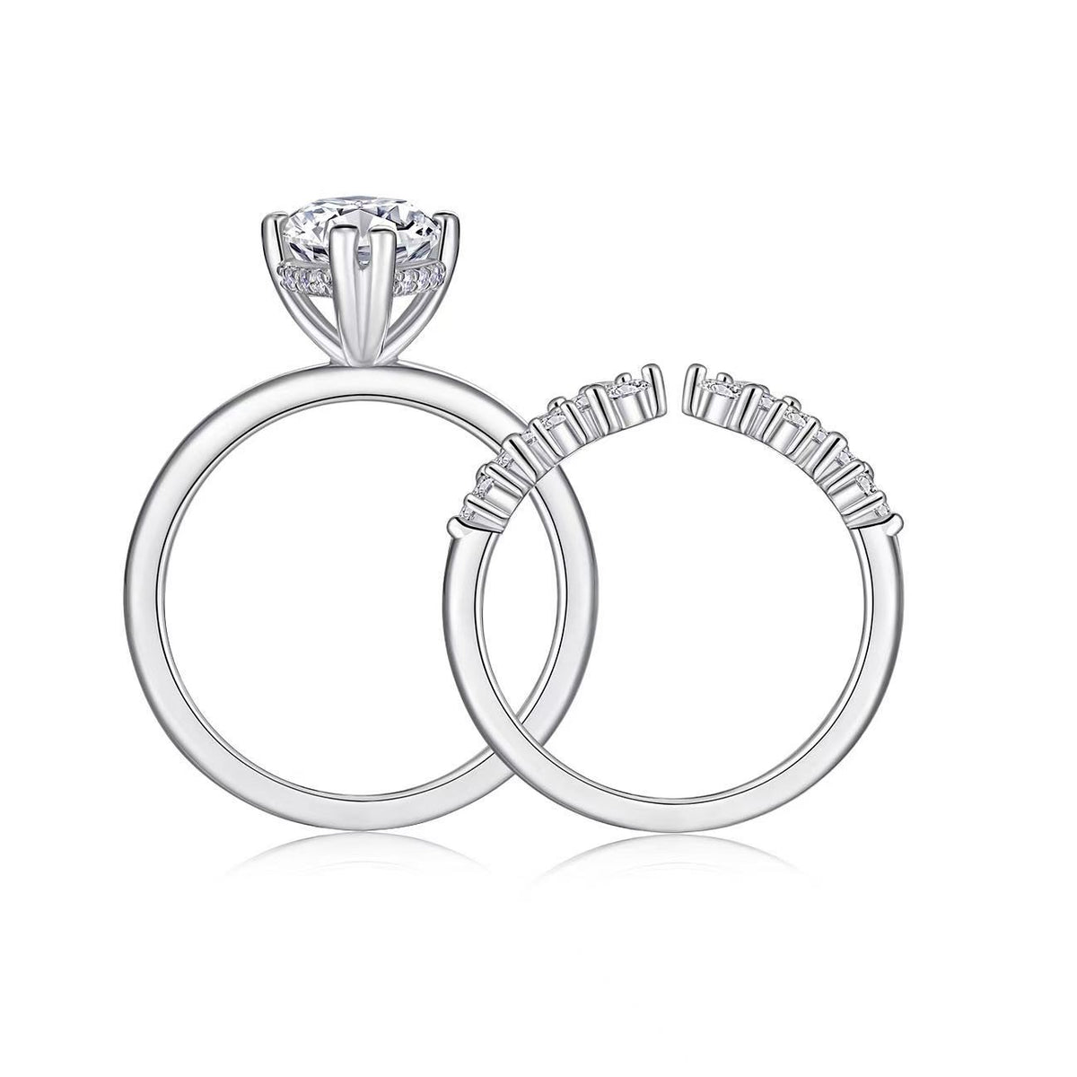 Front view of Minerva marquise-cut moissanite solitaire engagement ring