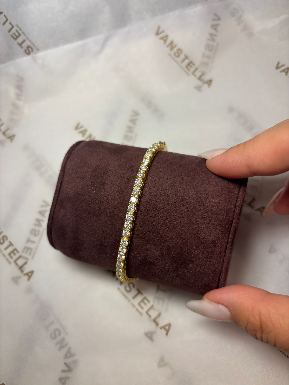 5.2ct Round Moissanite Tennis Bracelet - 18K Gold-Plated