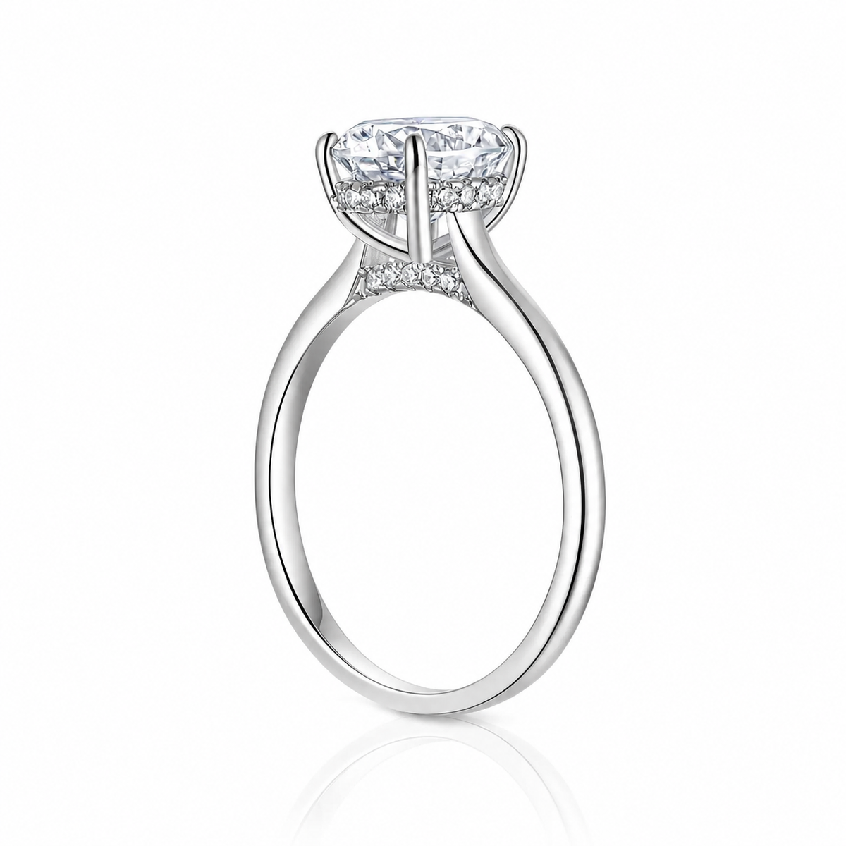 Model wearing Juno oval moissanite engagement ring