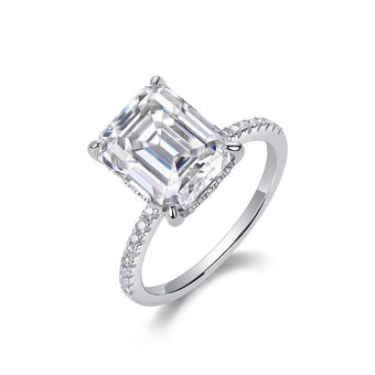 Aurora 5ct Asscher-cut moissanite engagement ring in rhodium-plated 925 sterling silver from VANSTELLA
