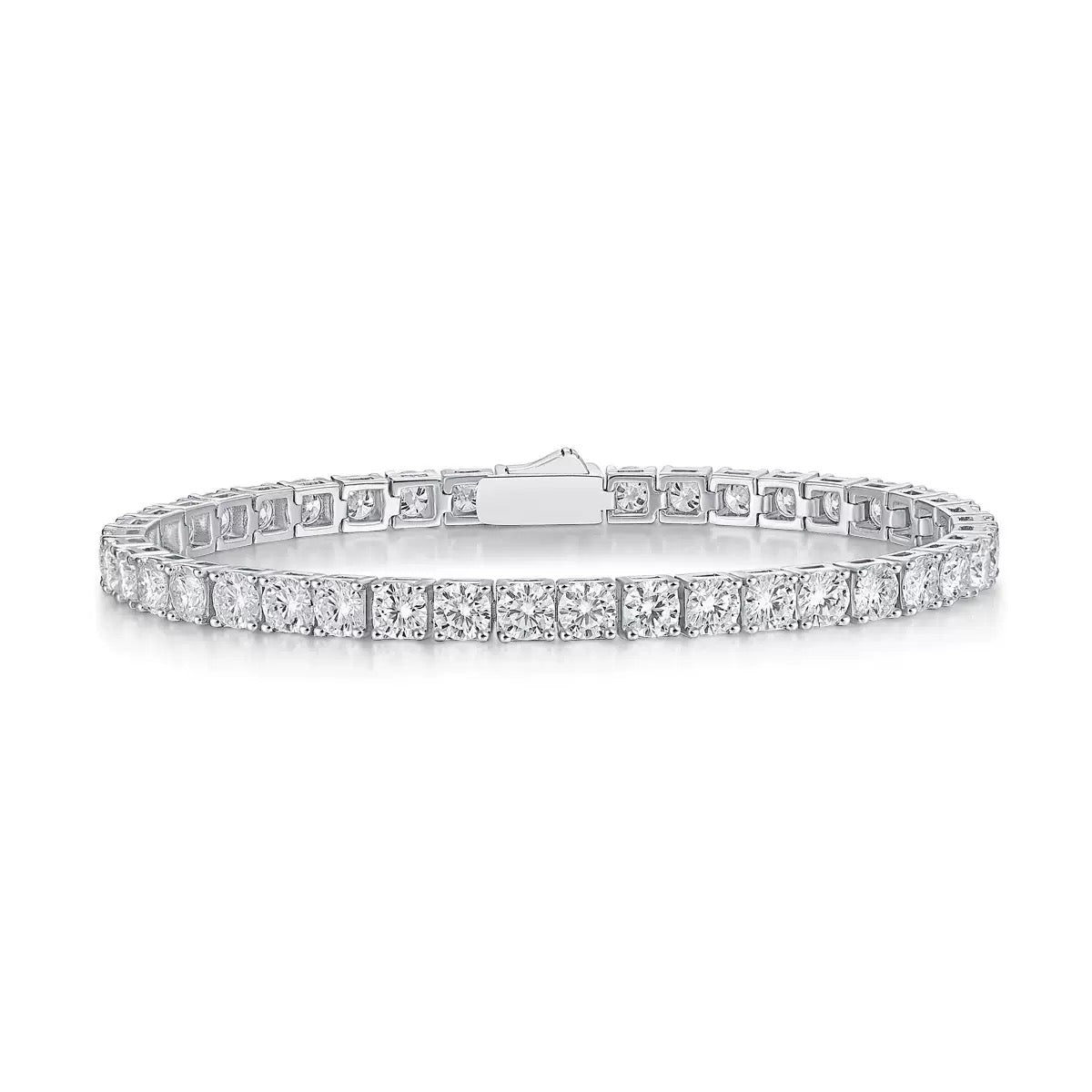 5,2ct Moissanit-Tennisarmband im Rundschliff – rhodiniertes Silber