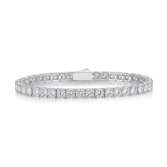 5.2ct Round Moissanite Tennis Bracelet - Rhodium-Plated Silver