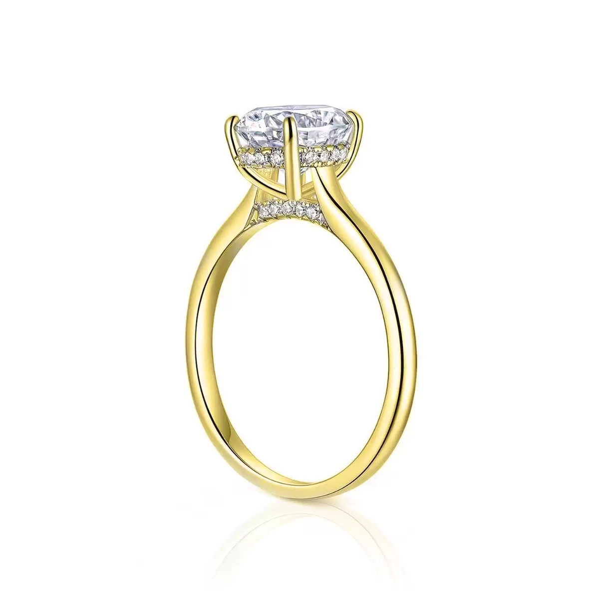 Juno oval moissanite ring gold and silver finishes