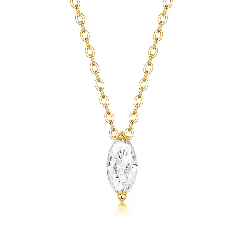 1ct Marquise Moissanite Gold-Plated Sterling Silver Necklace