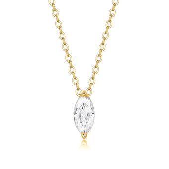 1ct Marquise Moissanite Gold-Plated Sterling Silver Necklace