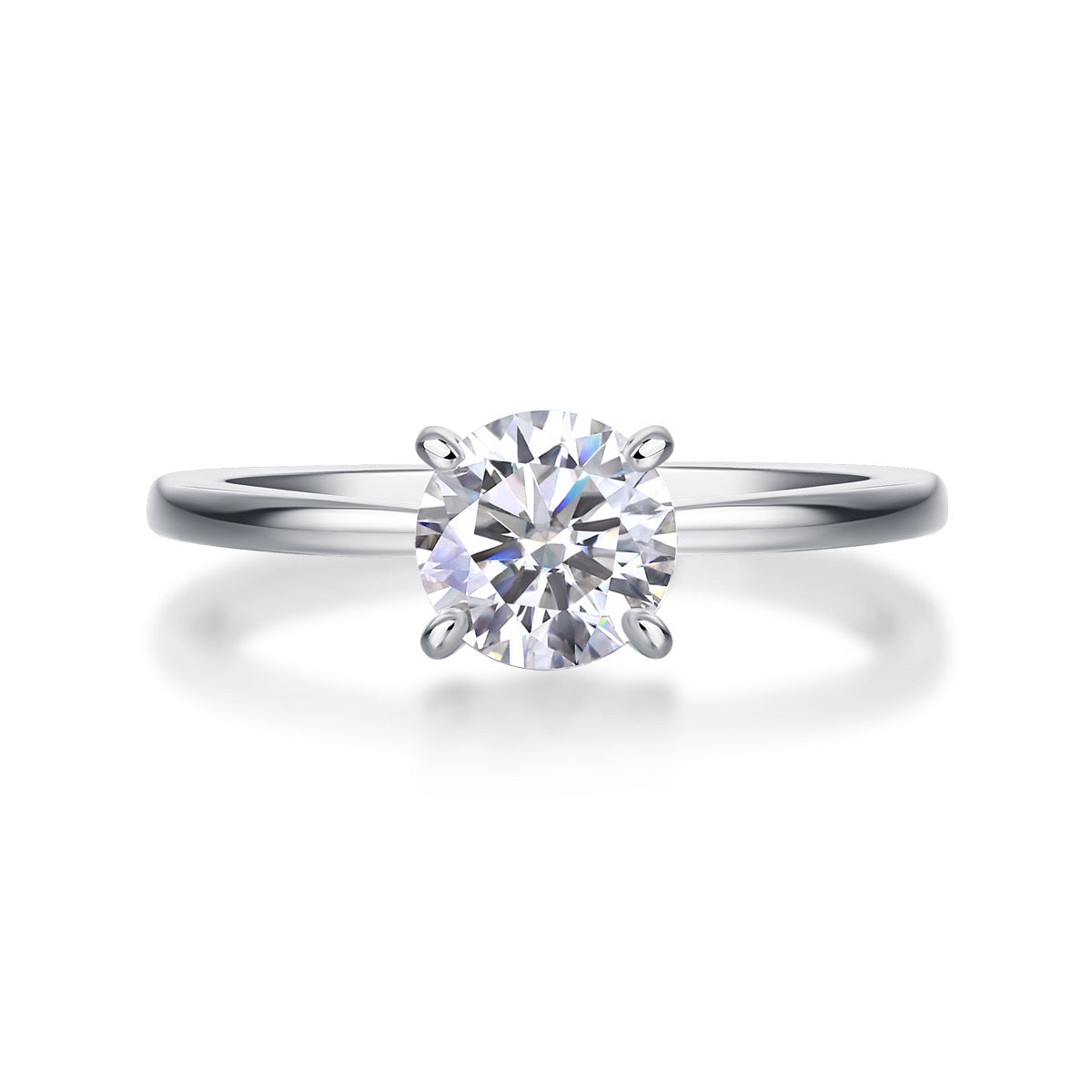 Josephine 1ct round moissanite engagement ring in rhodium-plated 925 sterling silver from VANSTELLA