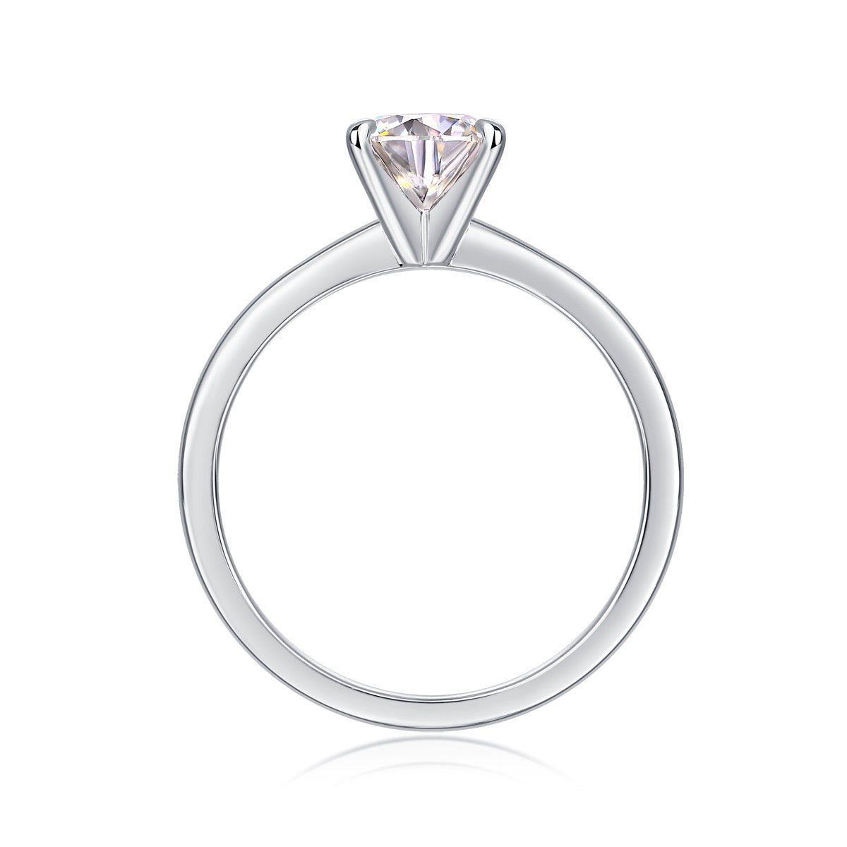 Front view of Josephine round-cut moissanite solitaire engagement ring