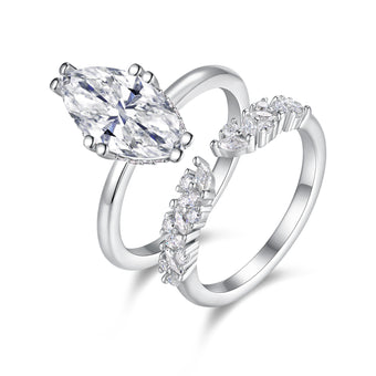 Minerva equivalent 3.5ct marquise moissanite engagement ring in rhodium-plated 925 sterling silver from VANSTELLA