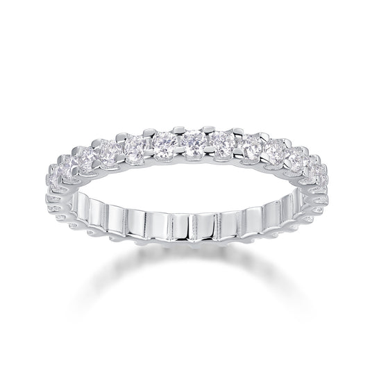 Front view of Lucina moissanite stacking ring