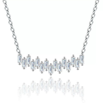 Baguette Moissanite Sterling Silver Collar Necklace