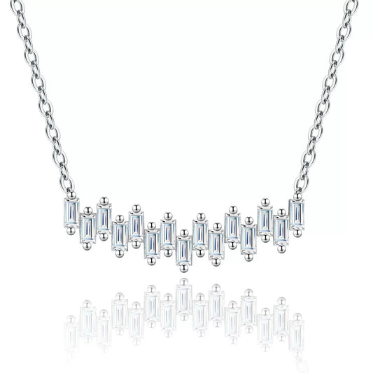 Baguette Moissanite Sterling Silver Collar Necklace