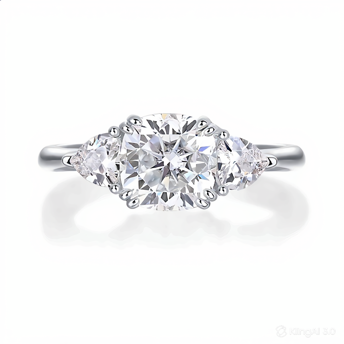 Charis Cushion-Cut Three-Stone Moissanite Ring