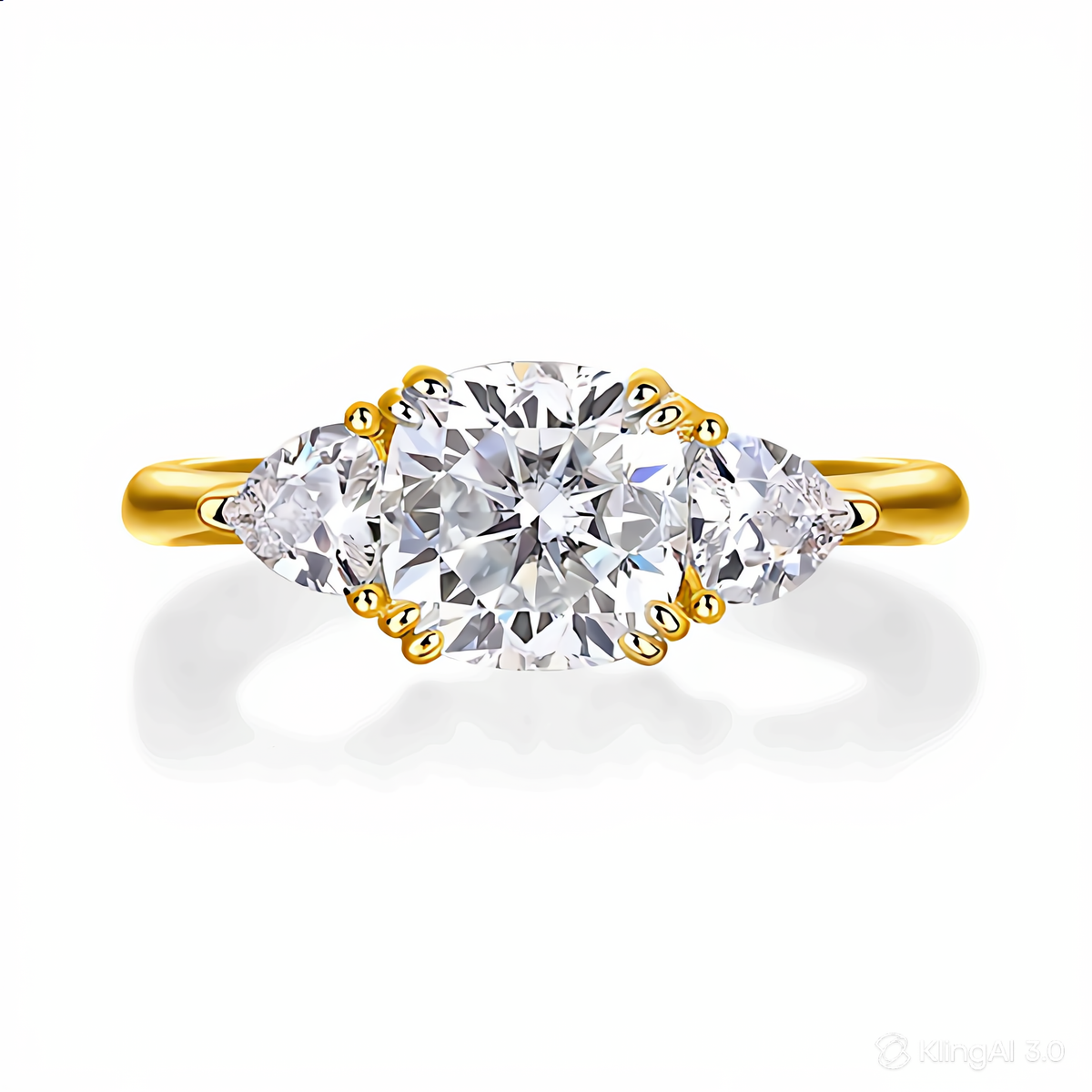 Charis Cushion-Cut Three-Stone Moissanite Ring