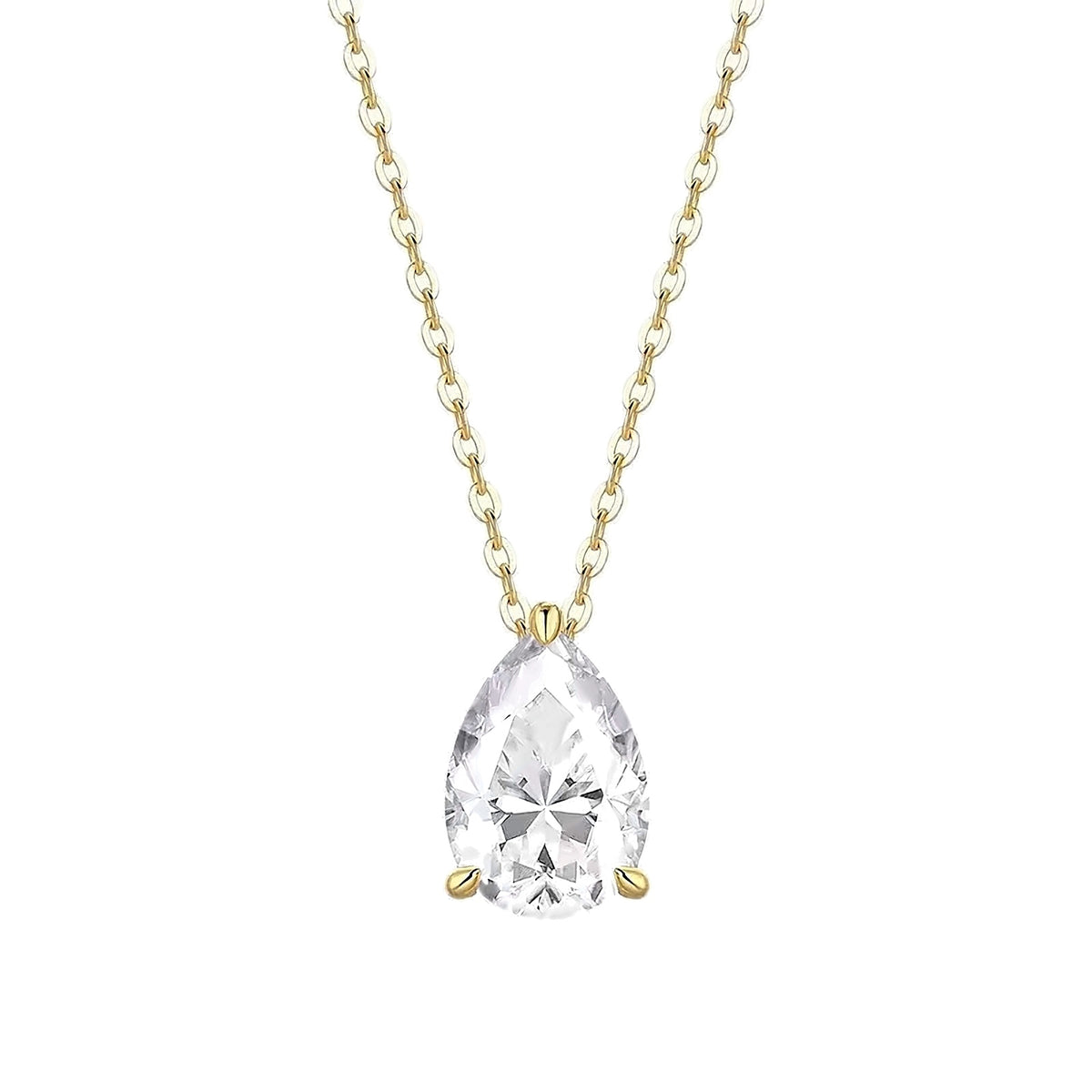 2ct Moissanit-Halskette im Tropfenschliff aus vergoldetem Sterlingsilber