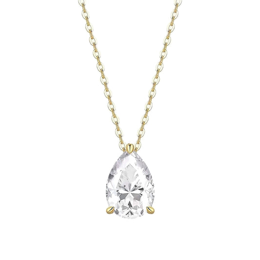 2ct Pear Moissanite Gold-Plated Sterling Silver Necklace