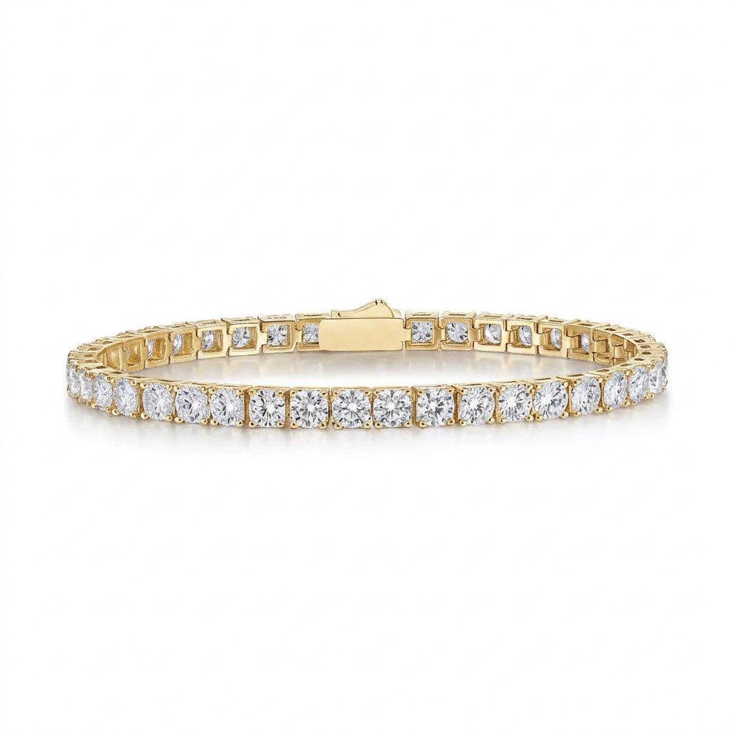 5.2ct round moissanite tennis bracelet in 18K gold-plated 925 silver