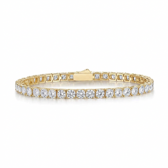 5.2ct round moissanite tennis bracelet in 18K gold-plated 925 silver