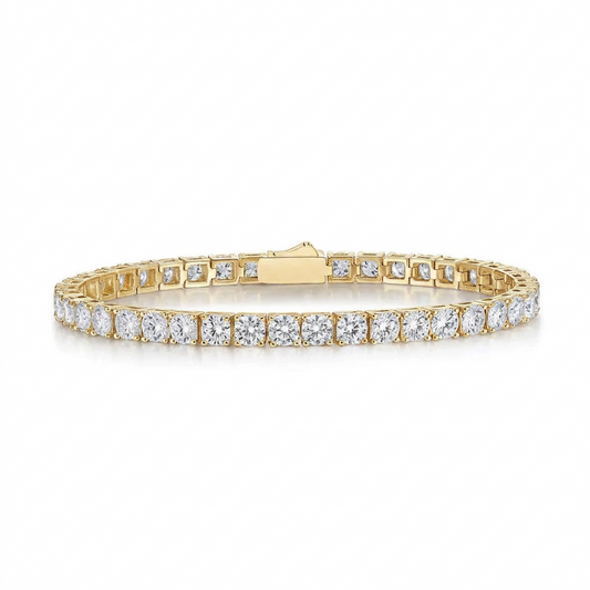5.2ct round moissanite tennis bracelet in 18K gold-plated 925 silver