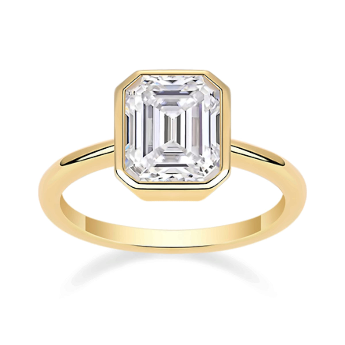 Flavia Emerald-Cut Moissanit-Ring mit Zargenfassung