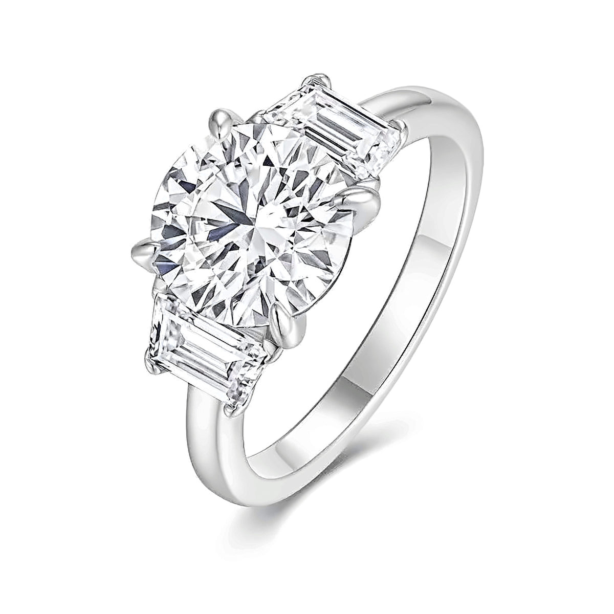 Eirene Anillo Trilogía de Moissanita Talla Redonda 3ct