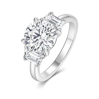 Eirene Anillo Trilogía de Moissanita Talla Redonda 3ct