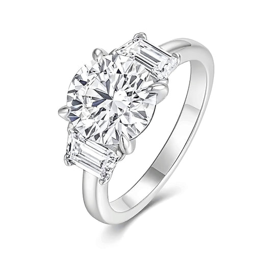 Eirene 3ct Round Three-Stone Moissanite Ring